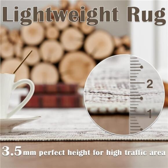 Washable Area Rug Low Pile Bedroom Rug Stain Resistant Vintage Rug Boho Area Rug - Picture 5 of 7